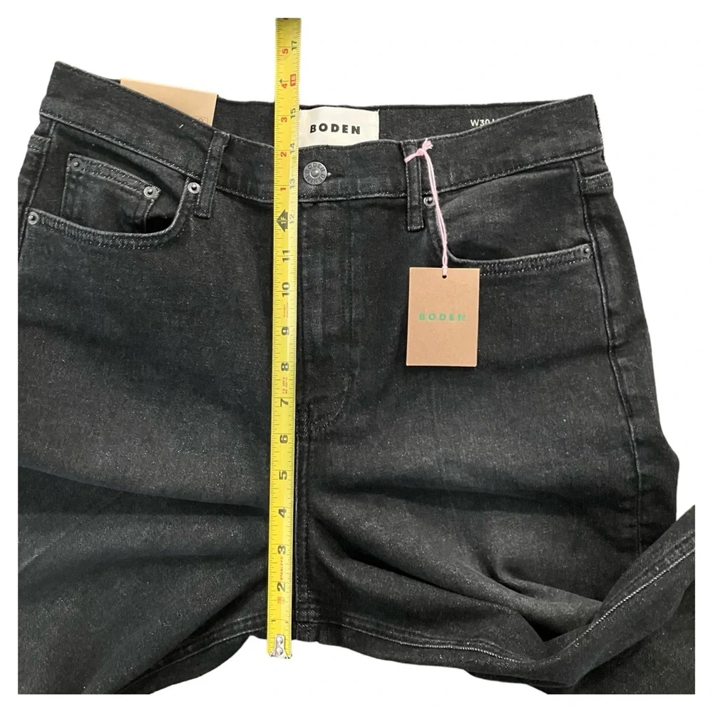 Boden Womens Size 30 High Waisted Full Length Black Straight Leg Jeans Cuffed - Picture 10 of 13